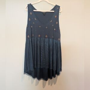 Torrid Blue Mesh Embellished Babydoll